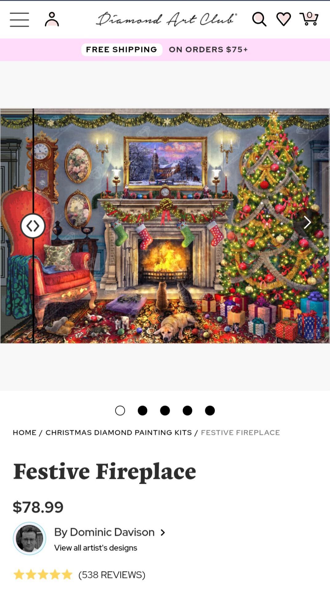 Festive Fireplace Diamond Art
