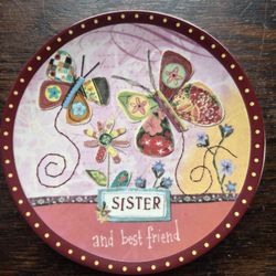 "Sister and Best Friend" Decorative Ceramic Plate with Easel Stand