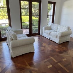 Matching Pair Of White Loveseats