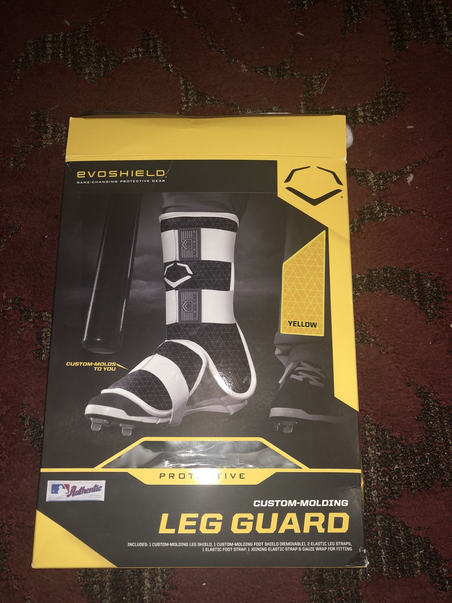 Evoshield yellow leg guard new cushion molded protective baseball softball adult
