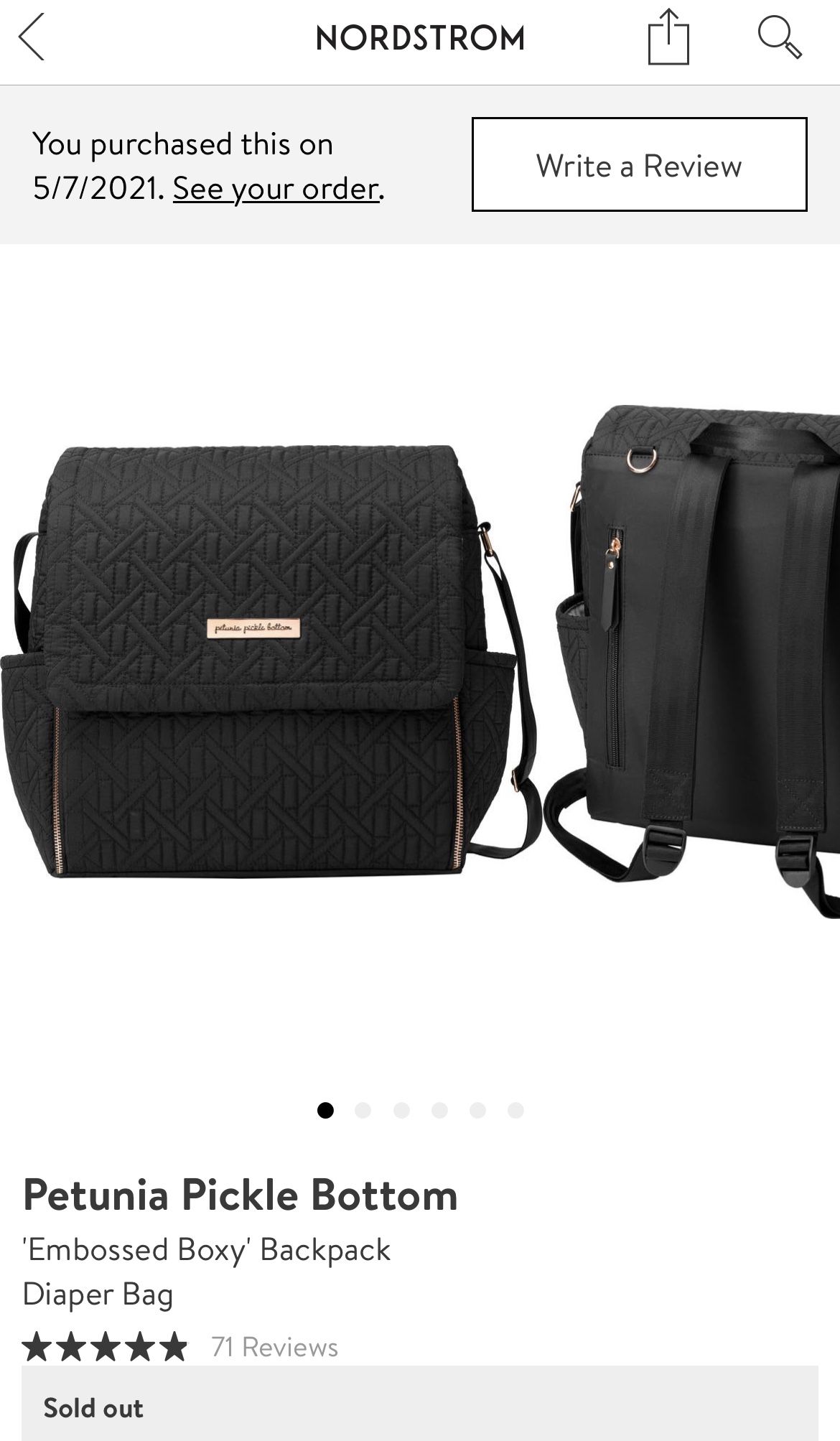 Petunia Pickle Bottom Diaper bag rose gold