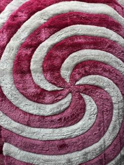 Pink and Gray Swirl Shag Area Rug