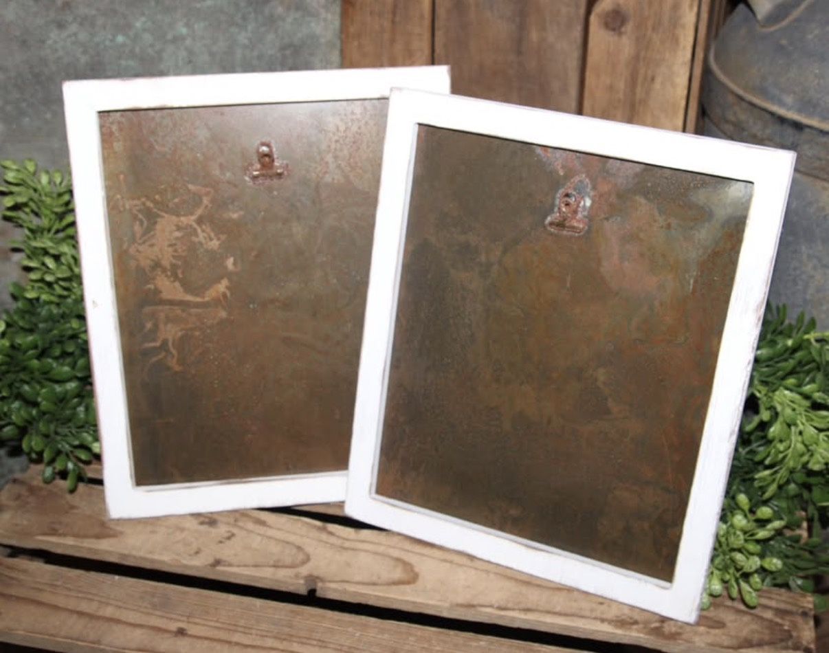 Rustic Aged Metal & Distressed Wood Farmhouse Table Prop or Wall Decor Memo Photo Clip Frames