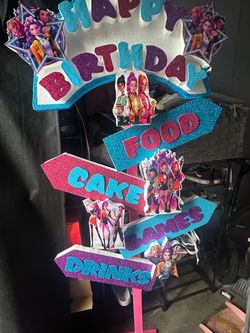 Happy Birthday Party Directional Huntrix Demon Hunters Sign