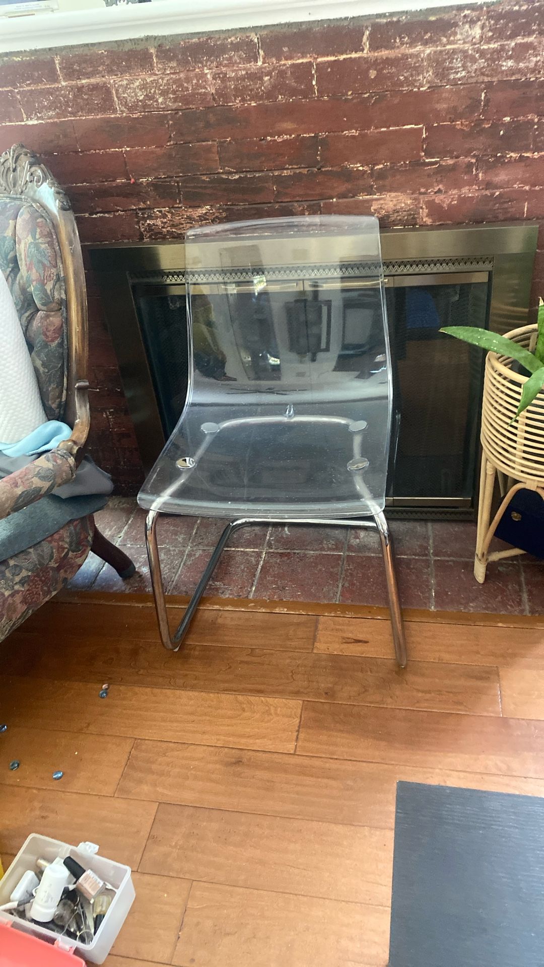 Clear Chair Chrome Legs $25 Firm