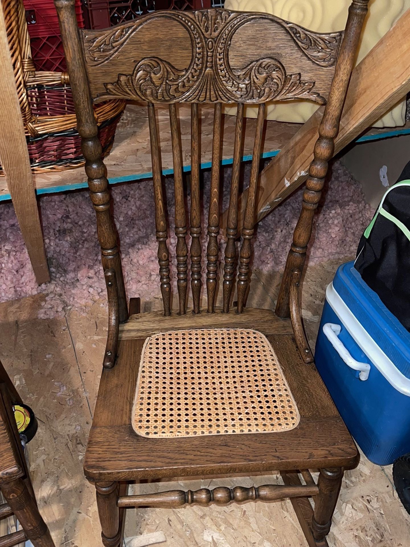 Wooden chairs with cane seat