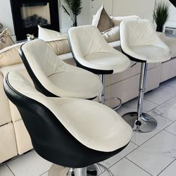 For, tall, black and white barstools