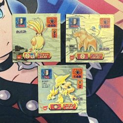 Pokemon Strongest Seal Retsuden Amada Super DX Gold 1997  Retro Promo Lot (3pcs)