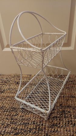 MIKASA WHITE 2-TIER STORAGE BASKET ( PLEASE CHECK OUT LAST PICTURES FOR ONLINE SALE PRICES