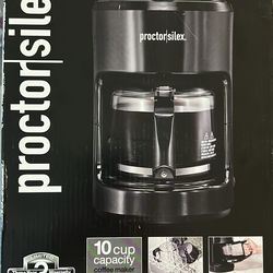 Proctor Silex 10-Cup Drip Coffee Maker Machine with Glass Coffee Pot, Black