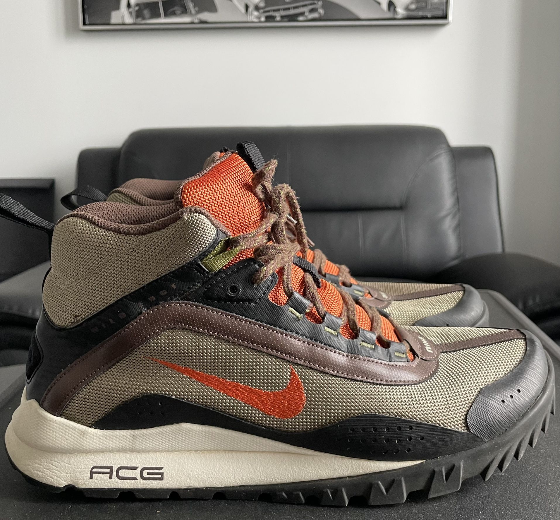Nike ACG Wildedge Mid Brown Green Black Hiking Boot Men Size 11