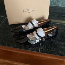 J .Crew  Black Patent Flats