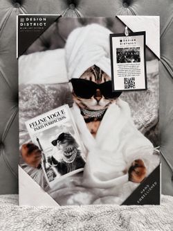 CAT ART FELINE VOGUE CANVAS FROM MIAMI ART DISTRICT