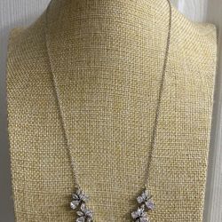 David’s Bridal Silver Plated Cubic Zirconia Crystal Marquis Necklace Jewelry