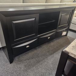Brand New Black TV Console (31.4" H x 67.4" W x 16.8" D)