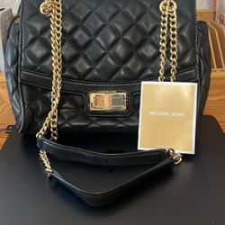 Authentic Black Quilted, Michael Kors adjustable purse