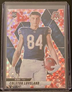 2025 Panini Mosaic Colston Loveland Rookie Variation Mosaic Camo Red Prizm