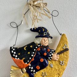 vintage hanging halloween witch decor