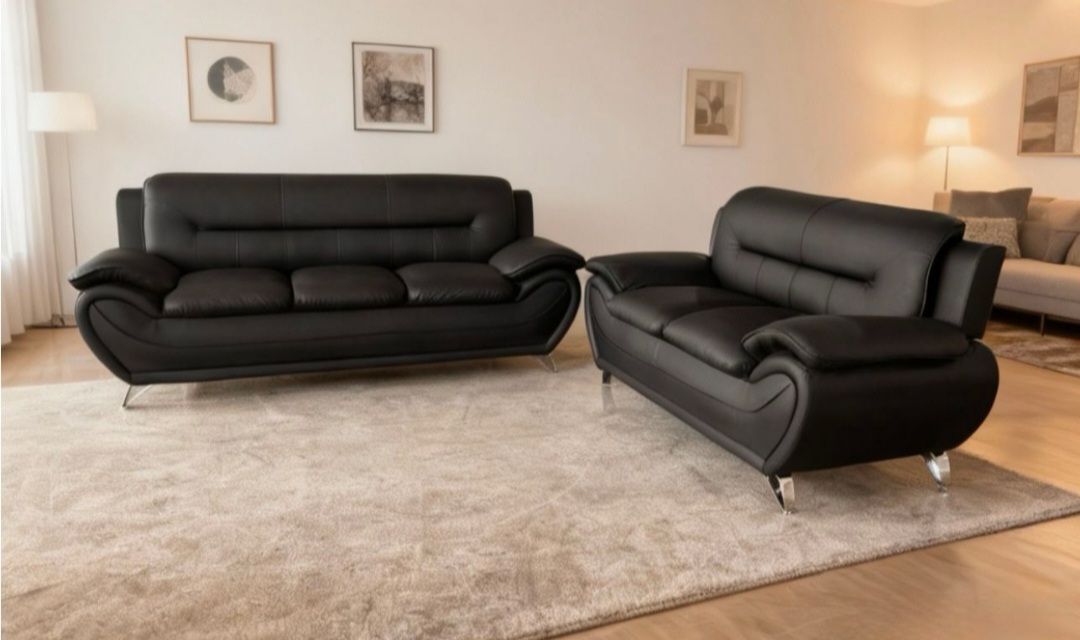 Juego de Sofas Negros / Black Sofa Set