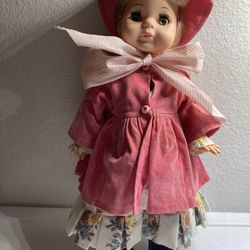 Playmates Toys Doll 1983 Hong Kong Blonde Blue Eyes Pink Velvet Coat & Hat 15"