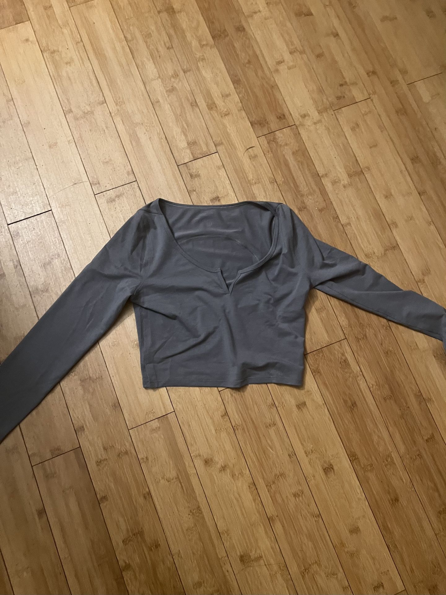 New Lululemon Cropped Henley Long Sleeve in gray