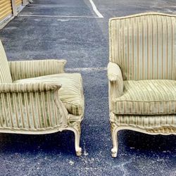 Vintage Louis XVI style parcel Giltwood Bergeres