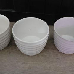 Set Of Three White Plant Pots