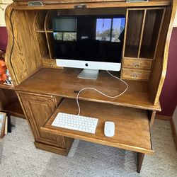 Wood Roll Top Computer Desk
