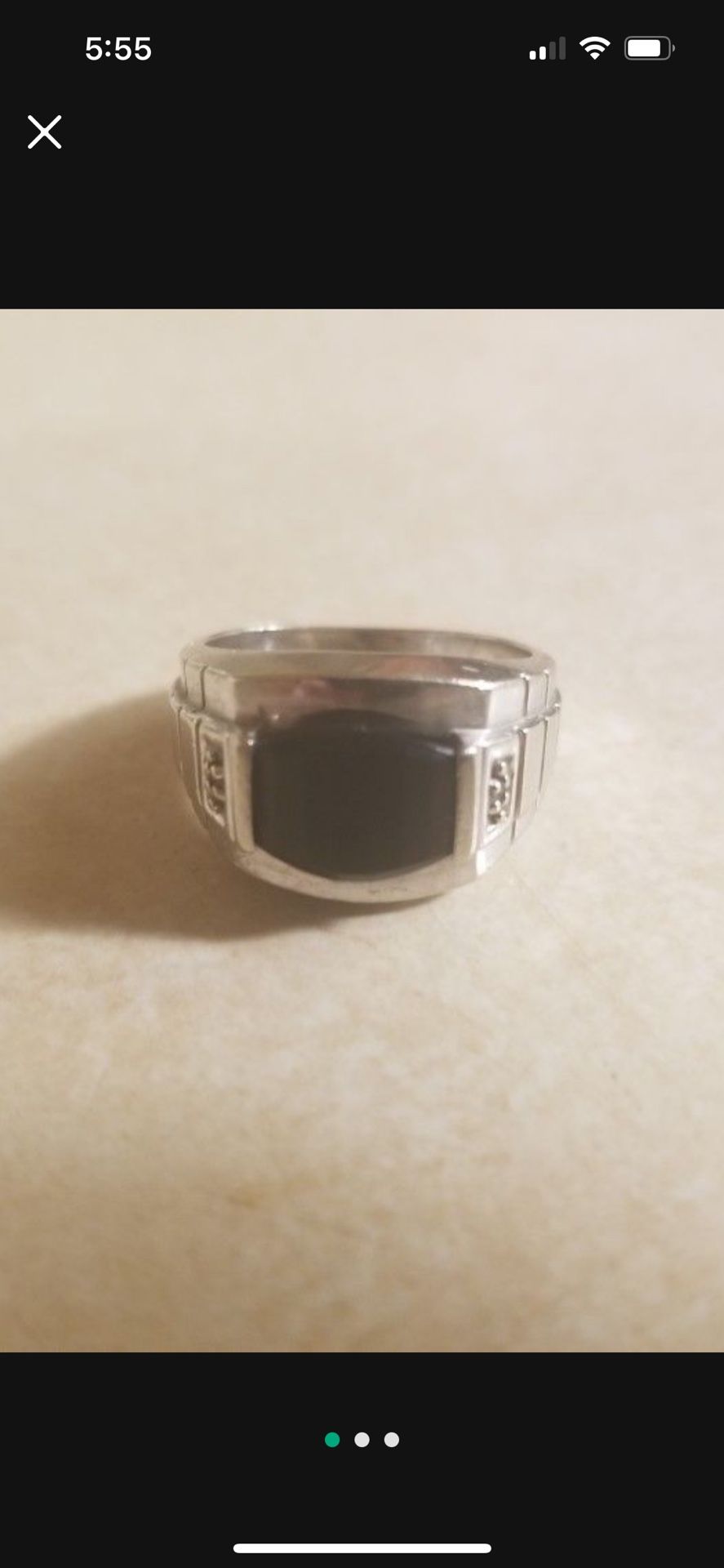 White Gold 10k Ring-blk Onyx Size9