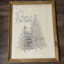 Christmas Wall Decor – “Peace on Earth” Framed Sign 