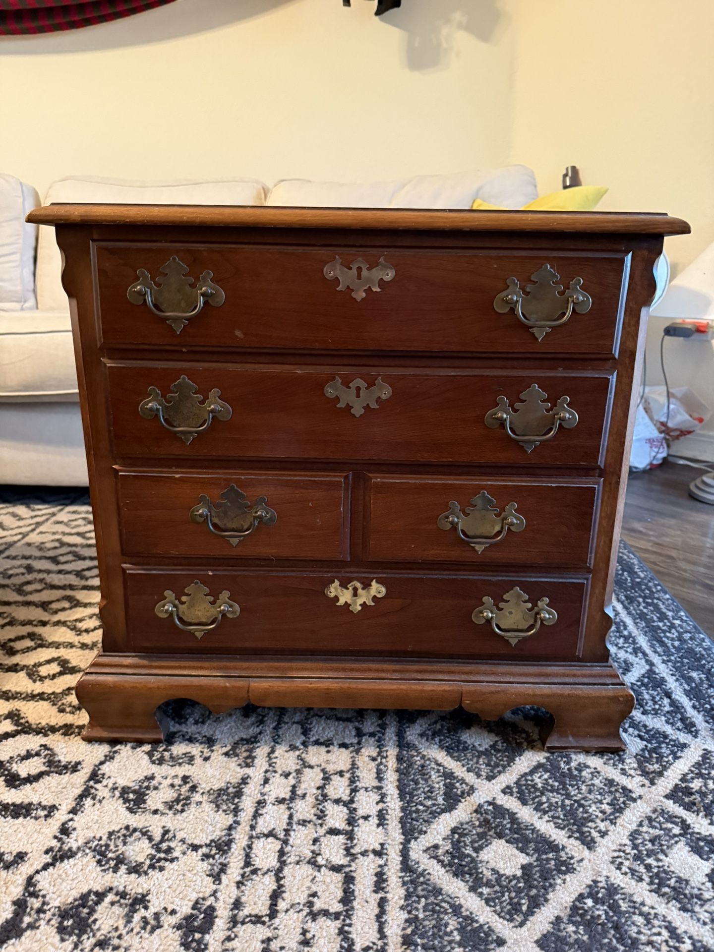 Solid Wood End Table - 5 Drawer