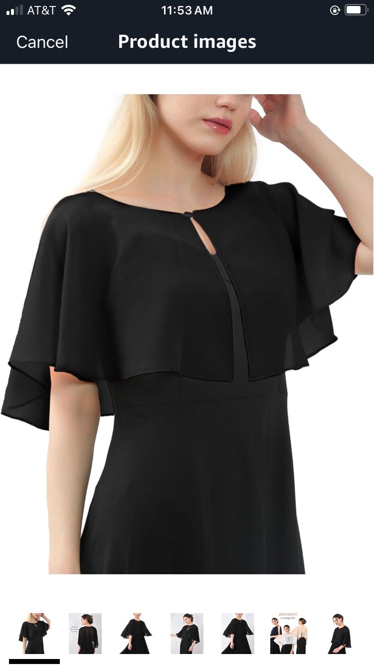 Soft Chiffon Capelet Shawl Wraps Shrug for Sheer Evening Dress Wedding Cape Flapper Cover Up