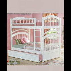 Twin "Triple" Convertible Windsor Style Bunk Beds W/ Trundle Bed