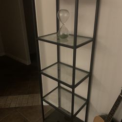 Glass Shelf And Glass Cabinet With Side Table