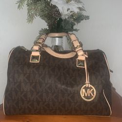 Brown Michael Kors Grayson  Barrel Purse 