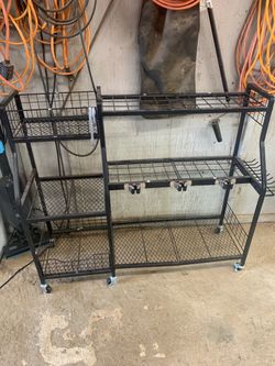 Rolling garage organizer rack