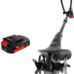 Cordless tiller cultivator with steel tiles