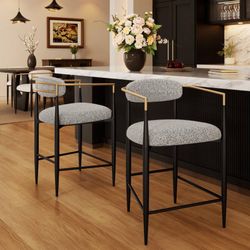 Amerson Upholstered 25.8" Counter Stool, Modern Sleek Bar Chair (Set of 2) (Set 