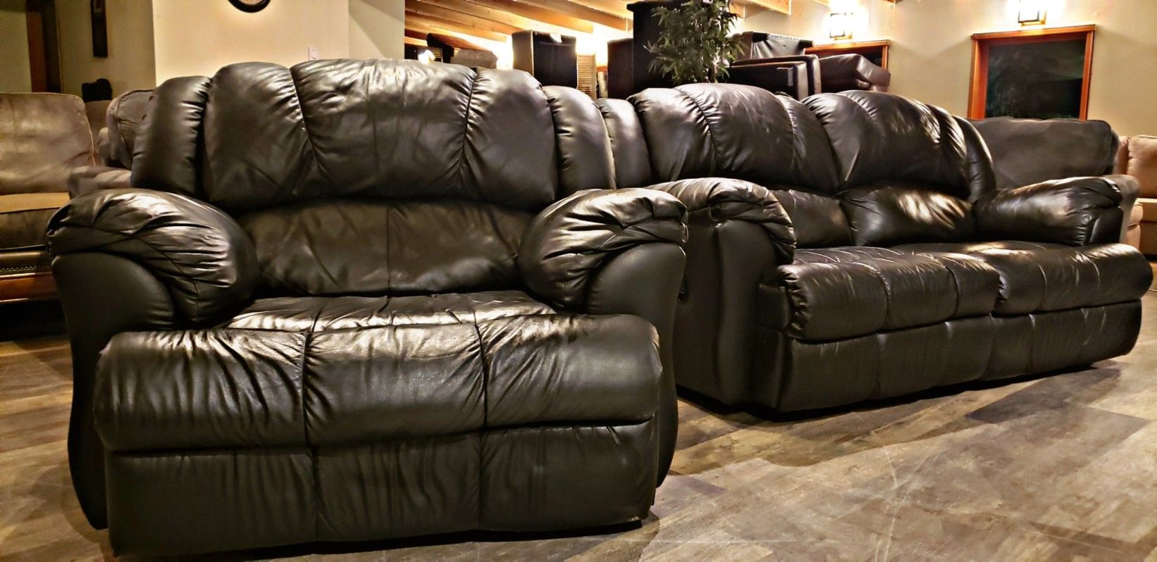 2pc Espresso leather Lazboy sofa set