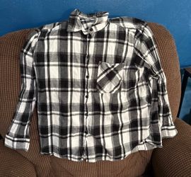 Cotton plaid button-down shirt size L