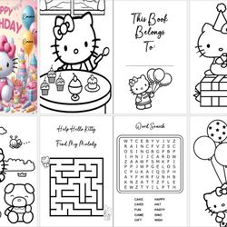 Hello Kitty Coloring Book. Party Favors. personalized coloring books. Hello Kitty Party games. Party Decor.