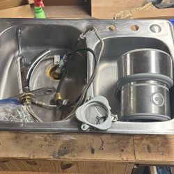 Working Garbage Disposal Faucet Stainless Steel Sink