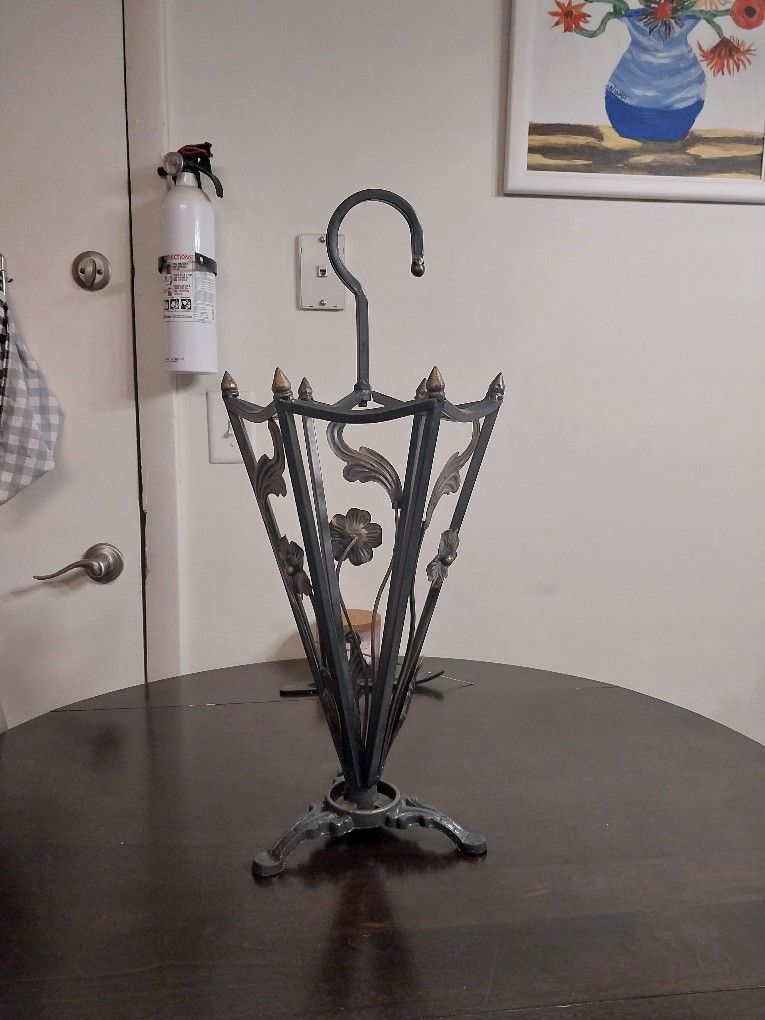 Vintage Or Antique Wrought Iron Umbrella Shaped Umbrella Stand 