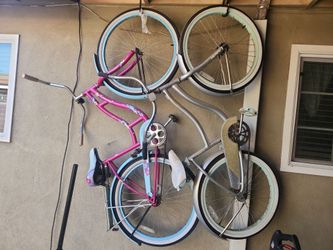 Two Beach Cruiser Bicycles – Pink and Silver