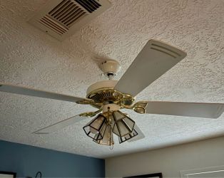 Vintage White and Gold Ceiling Fan