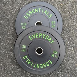 25 lb Pair, Black Bumper Weight Plates - BRAND NEW