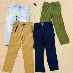 5 Pack Assorted Small Size 6 Boy’s Pants; Multiple Colors (Blue, Brown, & Green), Types, Closures, & Brands