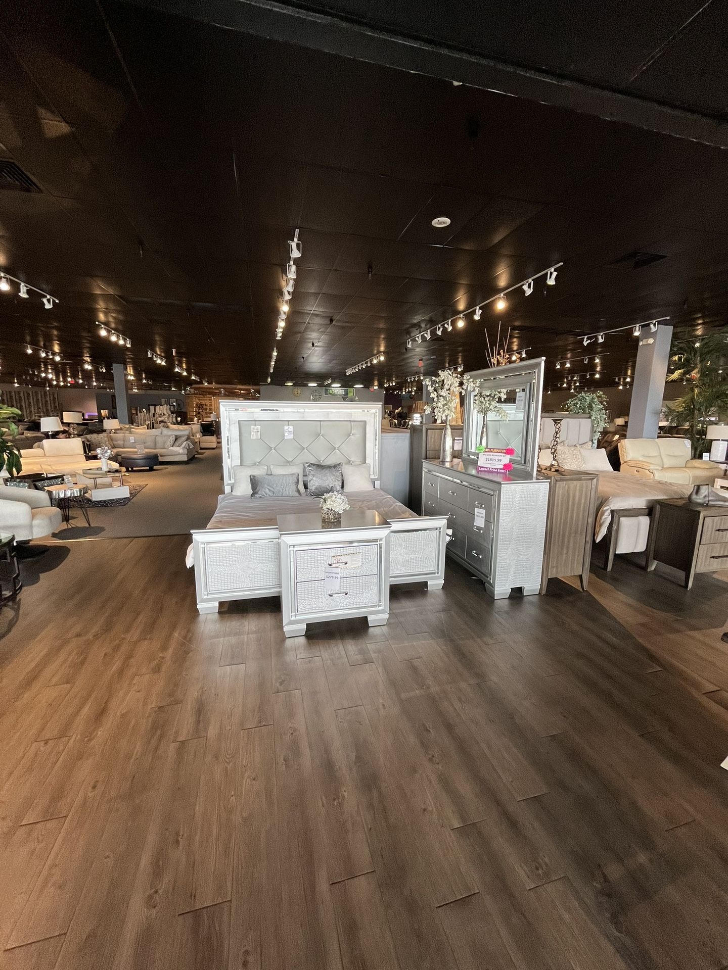 King Bed, Dresser, Mirror And Nightstand