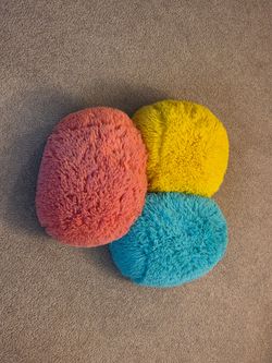 Lot of 3 Colorful Pill Shaped Pillows