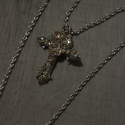 Custom D Color Moissanite Rose Cross Pendant( Passes Diamond Tester)